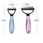 Two grooming tools with measurements on a white background