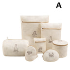 Set of beige laundry bags with 'Laundry Bag' text on a white background